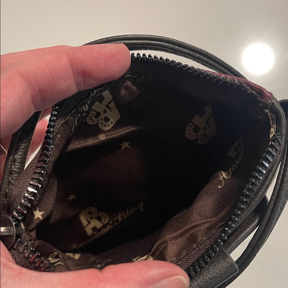 Plum Embroidered Floral Crossbody Phone Bag - Picture 3 of 3